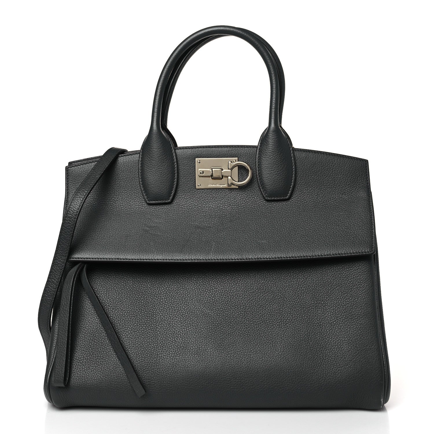 Salvatore Ferragamo Calfskin Studio Bag Dark Grey 3 of 9