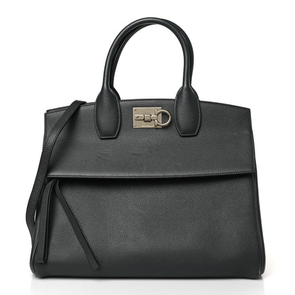 Salvatore Ferragamo Calfskin Studio Bag Dark Grey 3 of 9