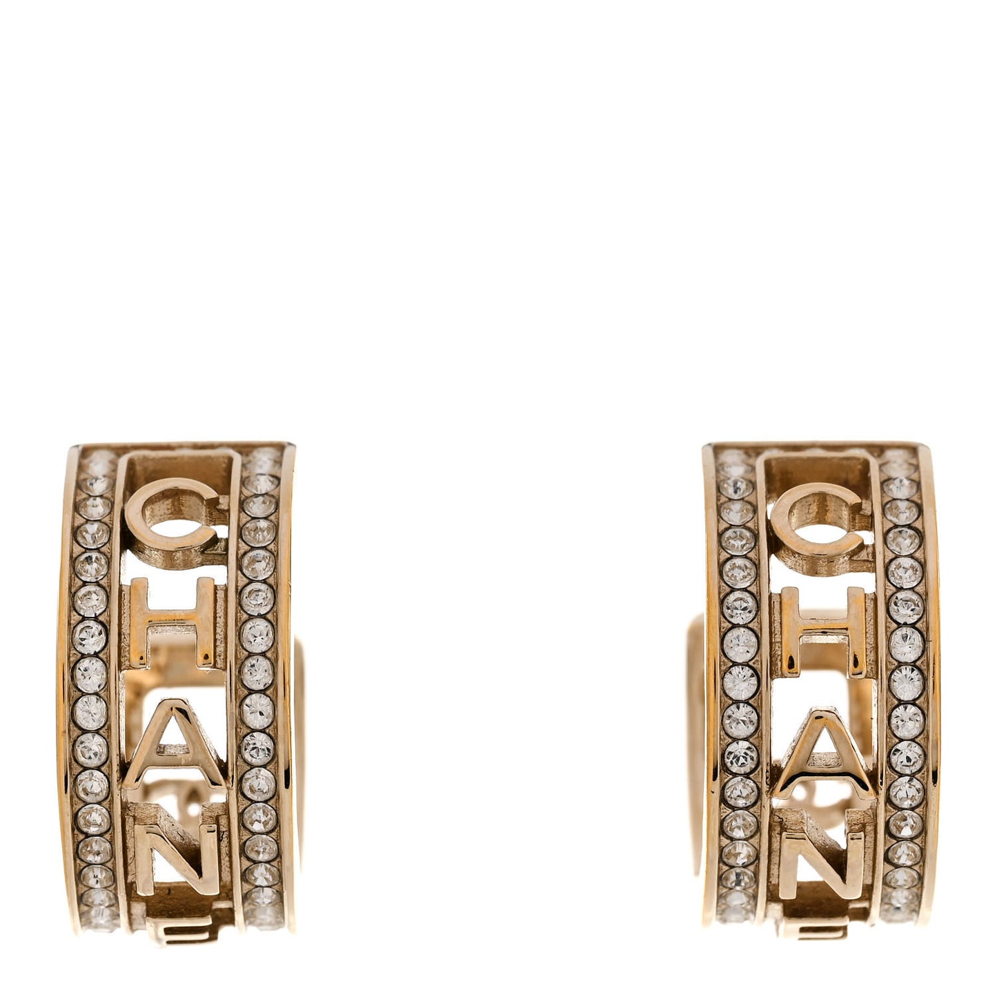 Metal Crystal Bow-tiful CC Hoop Earrings Gold