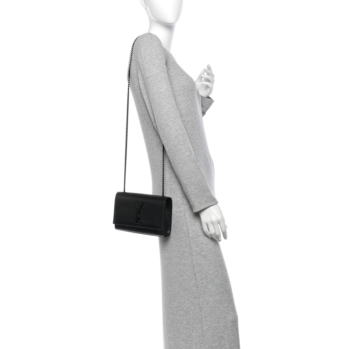 Saint Laurent Grain De Poudre Small Classic Monogram Monochrome Kate Satchel Black 2 of 12