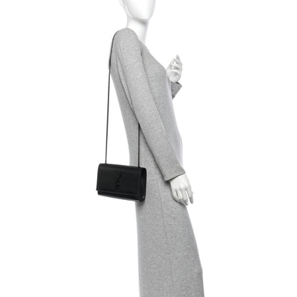 Saint Laurent Grain De Poudre Small Classic Monogram Monochrome Kate Satchel Black 2 of 12