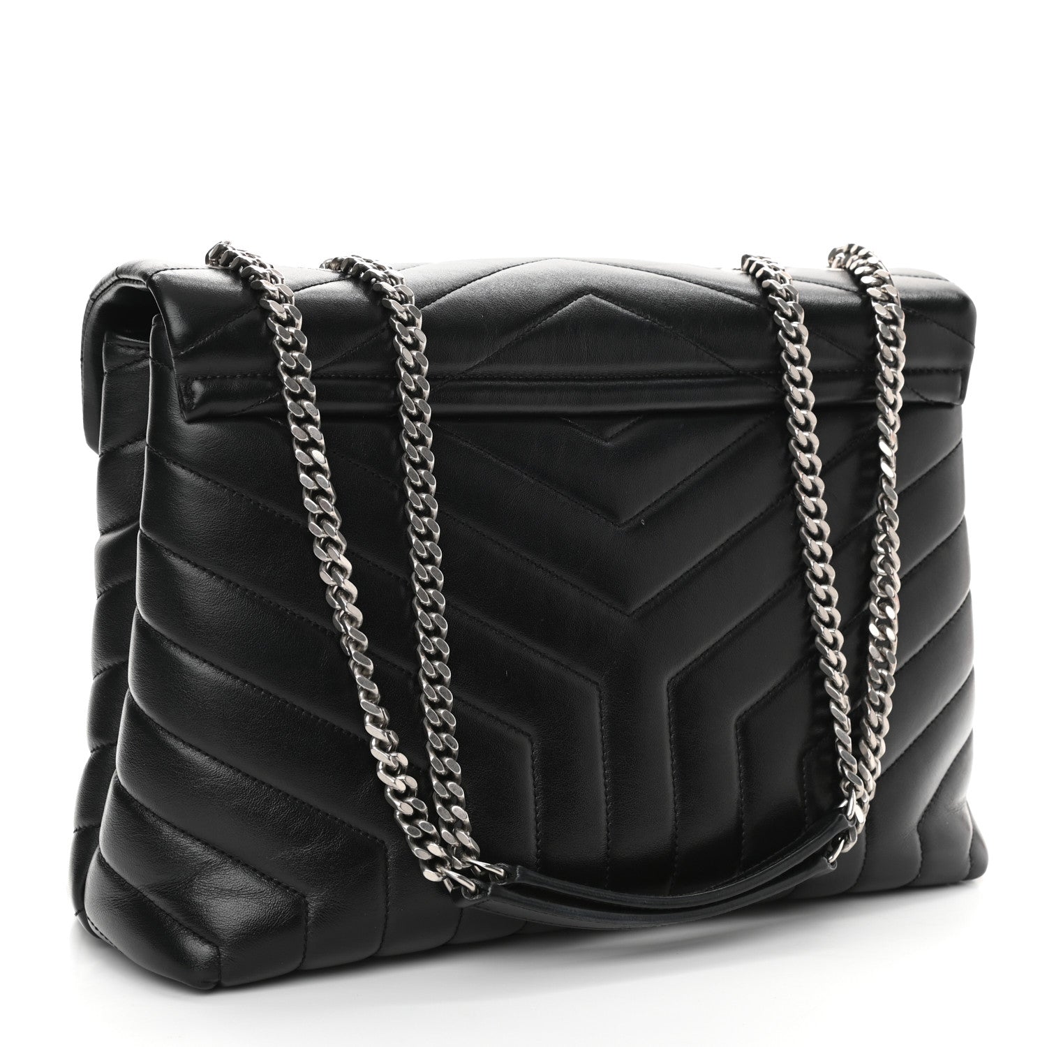 Saint Laurent Calfskin Y Quilted Monogram Medium Loulou Chain Satchel Black 3 of 12