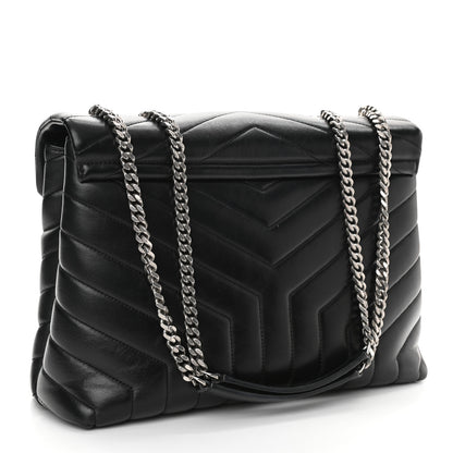 Saint Laurent Calfskin Y Quilted Monogram Medium Loulou Chain Satchel Black 3 of 12