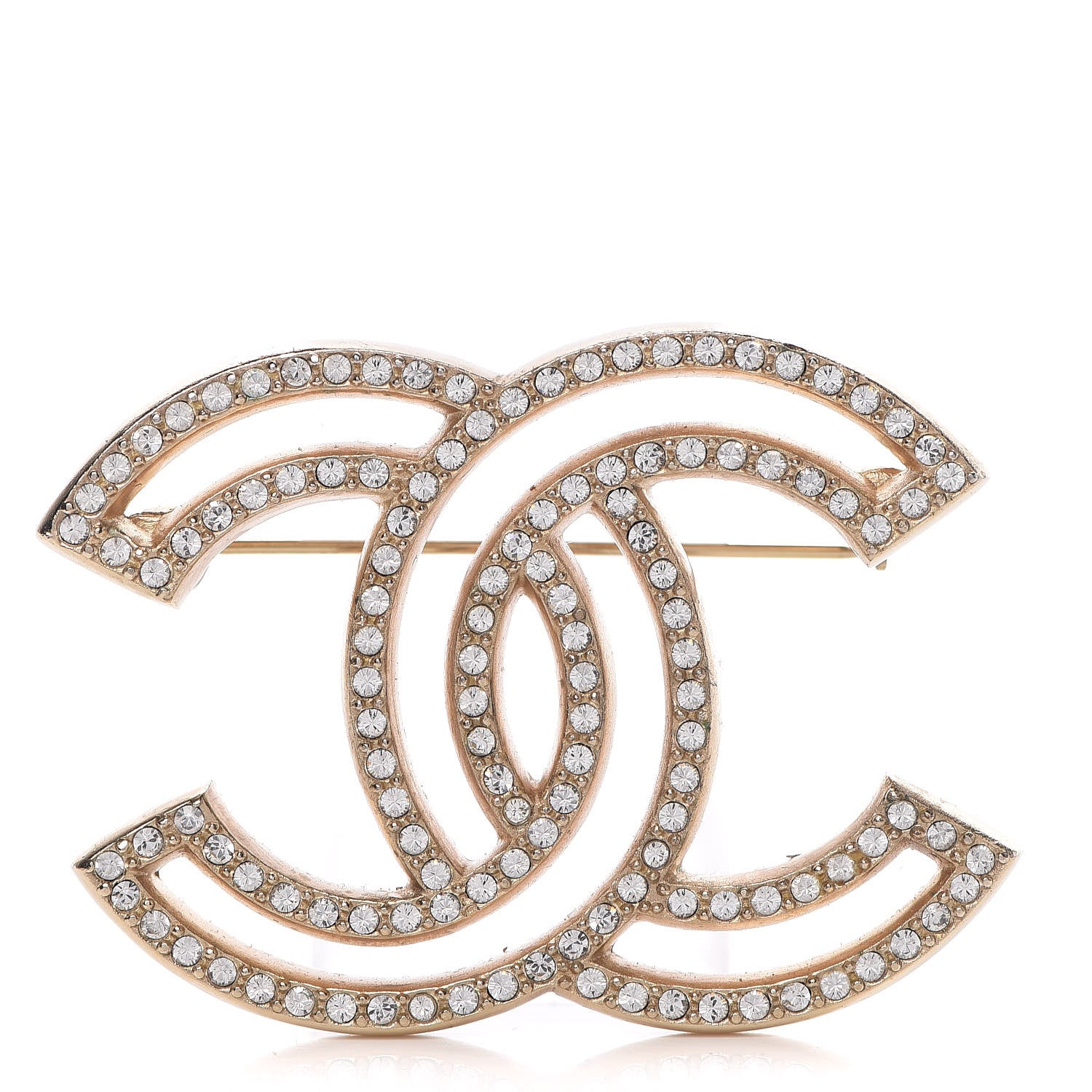 Chanel Crystal CC Brooch Gold 1 of 5