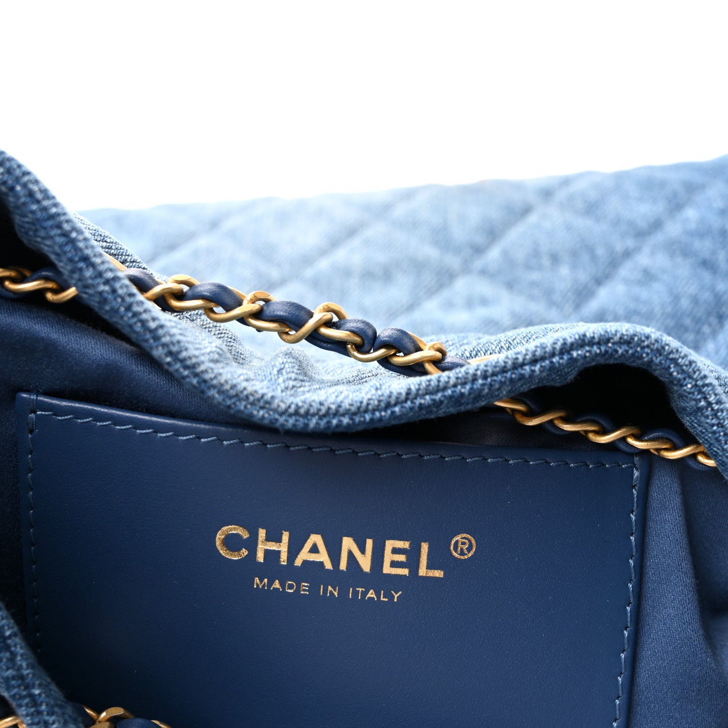 Washed Denim Quilted Small Chanel 25 Handbag Blue