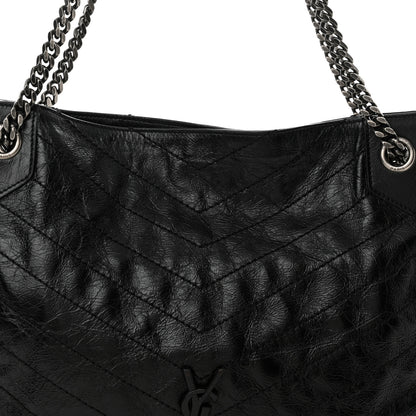 Saint Laurent Crinkled Calfskin Matelasse Monogram Medium Niki Shopper Tote Black 8 of 12