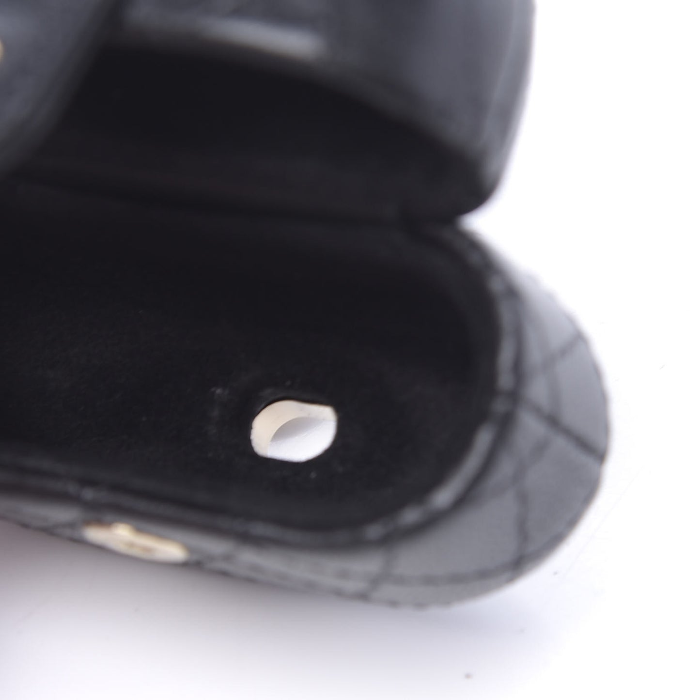 Lambskin Quilted Airpods Pro Case With Chain Black