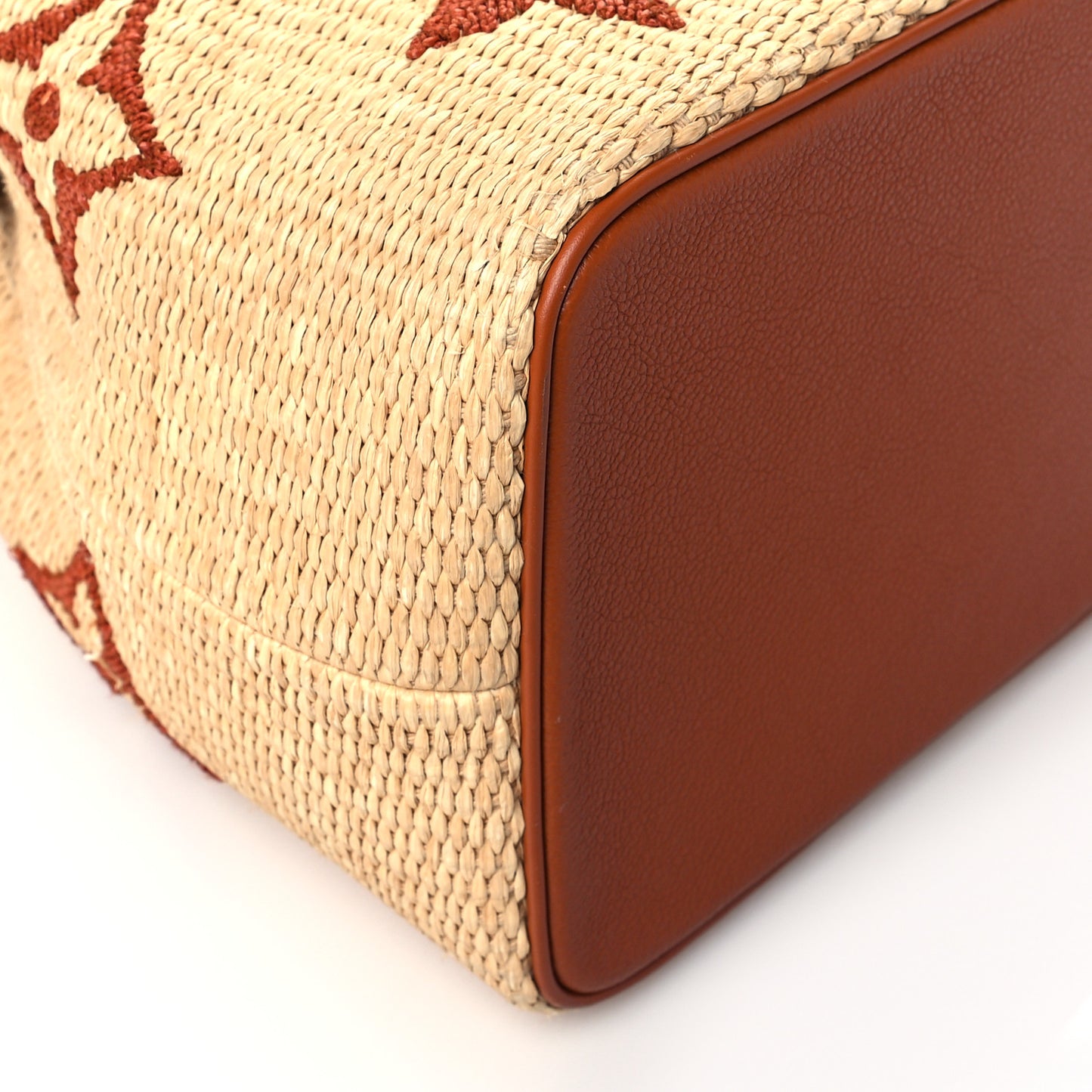 Raffia Calfskin Monogram Neonoe MM Tan