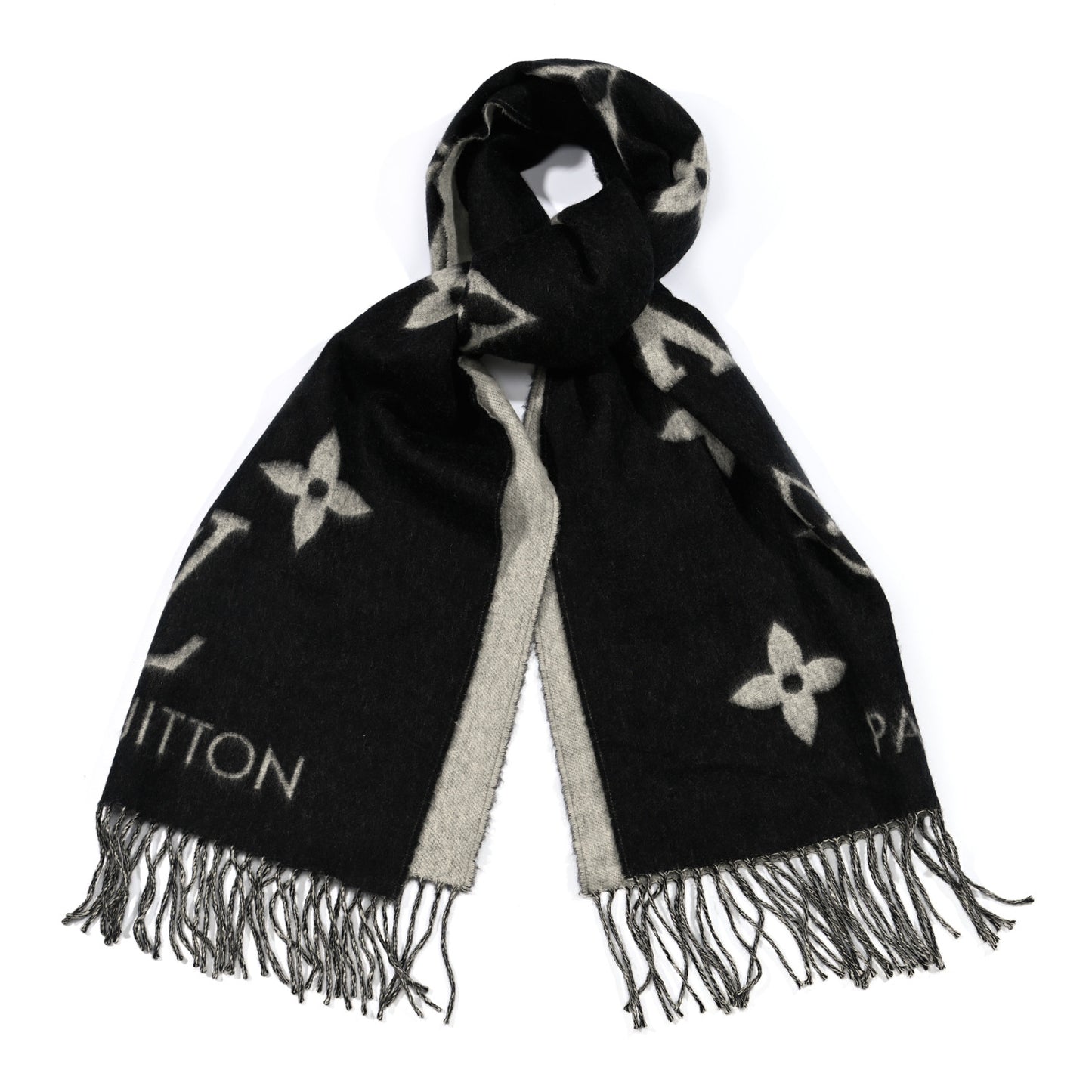 Cashmere Monogram Reykjavik Scarf Black