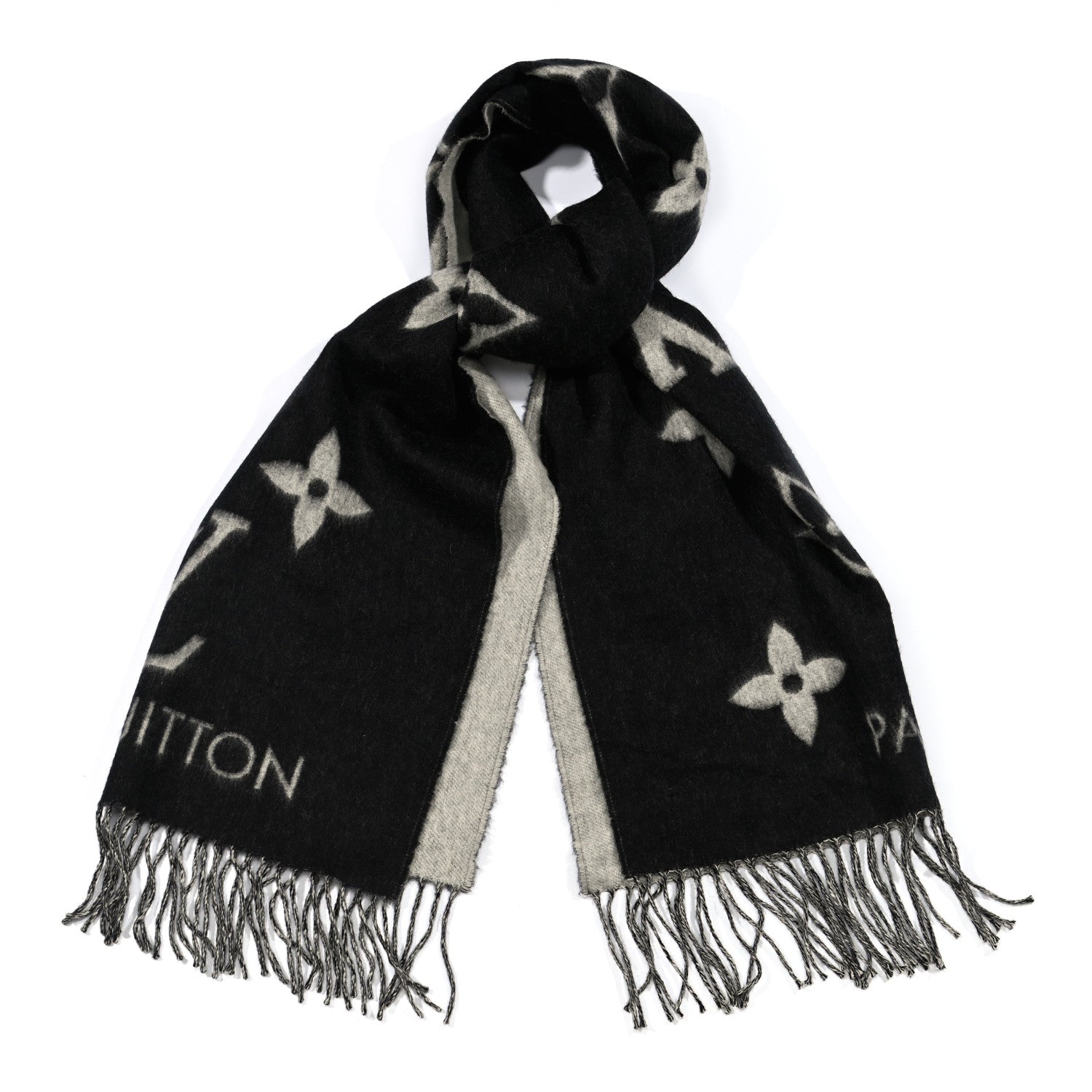 Louis Vuitton Cashmere Monogram Reykjavik Scarf Black 1 of 4