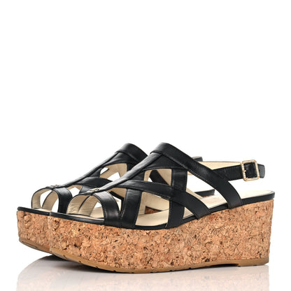 Chanel Lambskin Cork Pearl CC Platform Sandals 39.5 Black 3 of 9