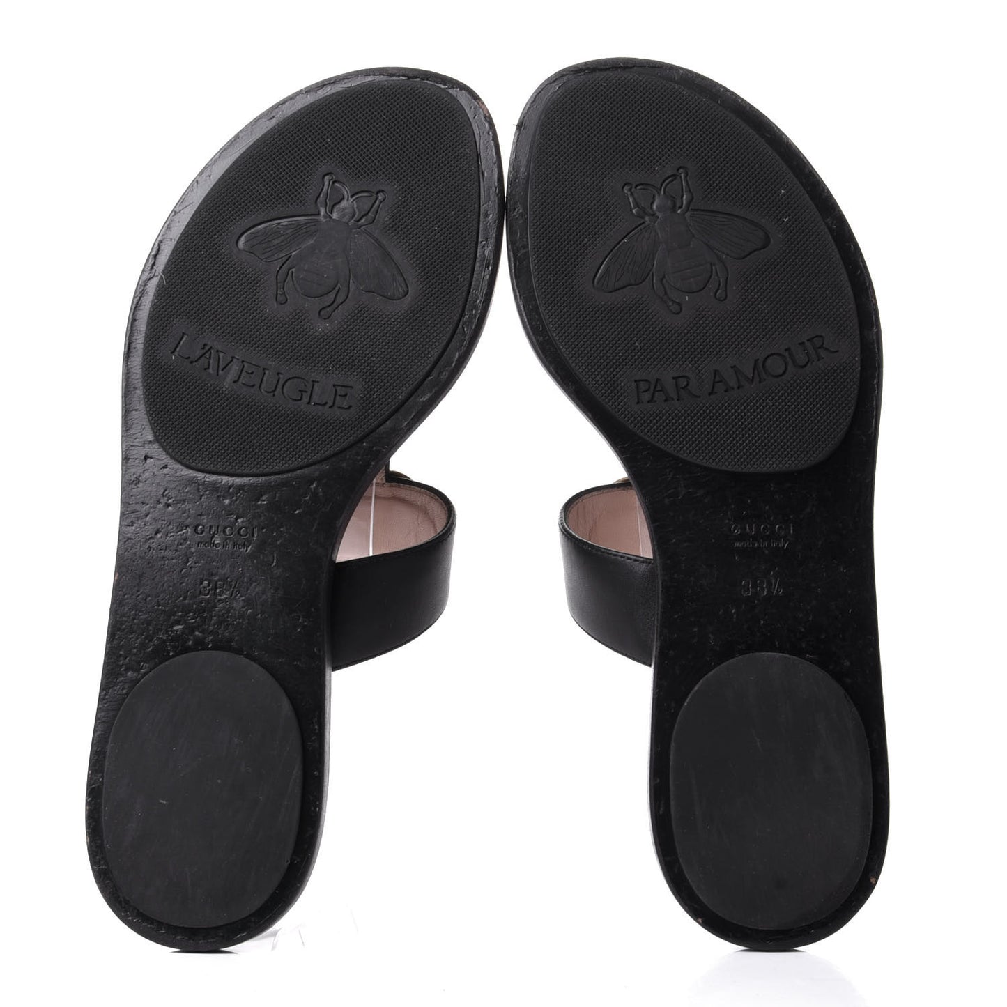 Calfskin GG Marmont Thong Sandals 38.5 Black