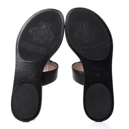 Gucci Calfskin GG Marmont Thong Sandals 38.5 Black 7 of 9