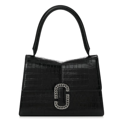 Marc Jacobs Calfskin Crocodile Embossed The St Marc Large Top Handle Bag Black 1 of 10