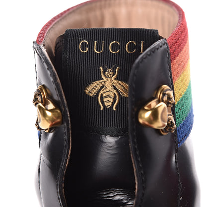 Gucci Calfskin Rainbow Trip Lace Up Combat Boots 39.5 Black 10 of 14