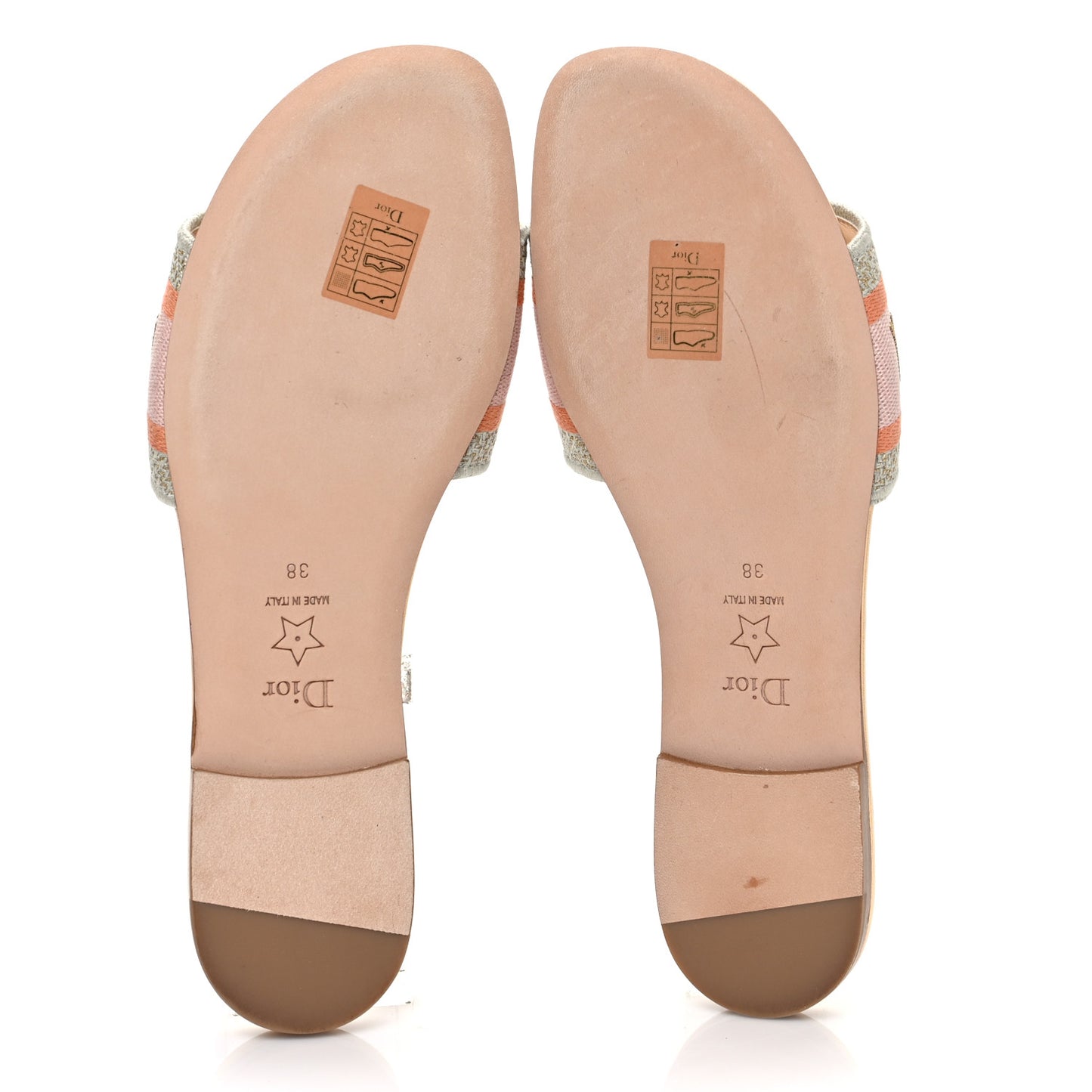 Canvas Lurex Embroidered Dway Flat Slide Sandals 38 Platinum