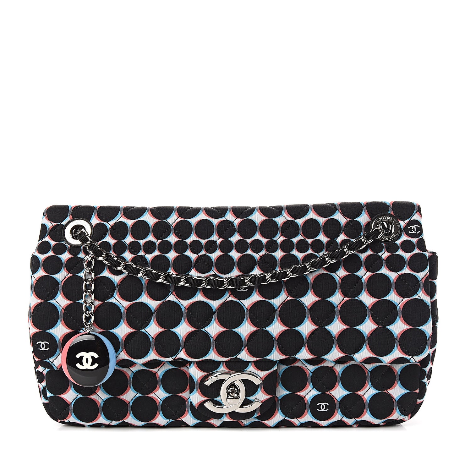 Nylon Printed Medium Single Flap Black White