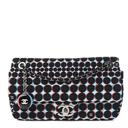 Chanel Nylon Printed Medium Single Flap Black White 1 of 9
