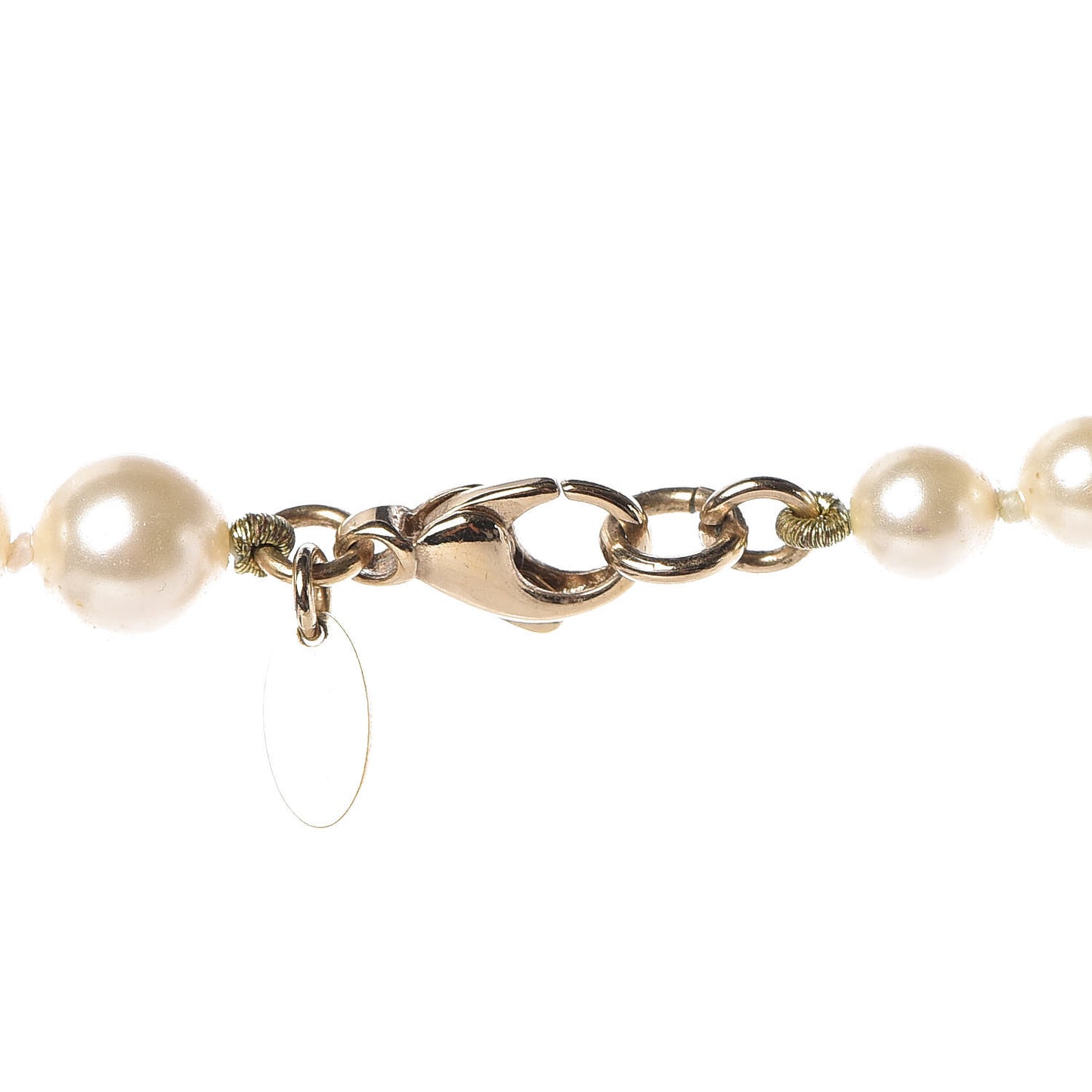 Graduated Pearl CC Long Necklace Light Gold