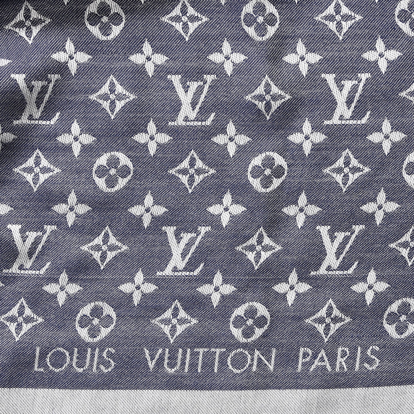 Silk Wool Monogram Denim Shawl Blue Clair