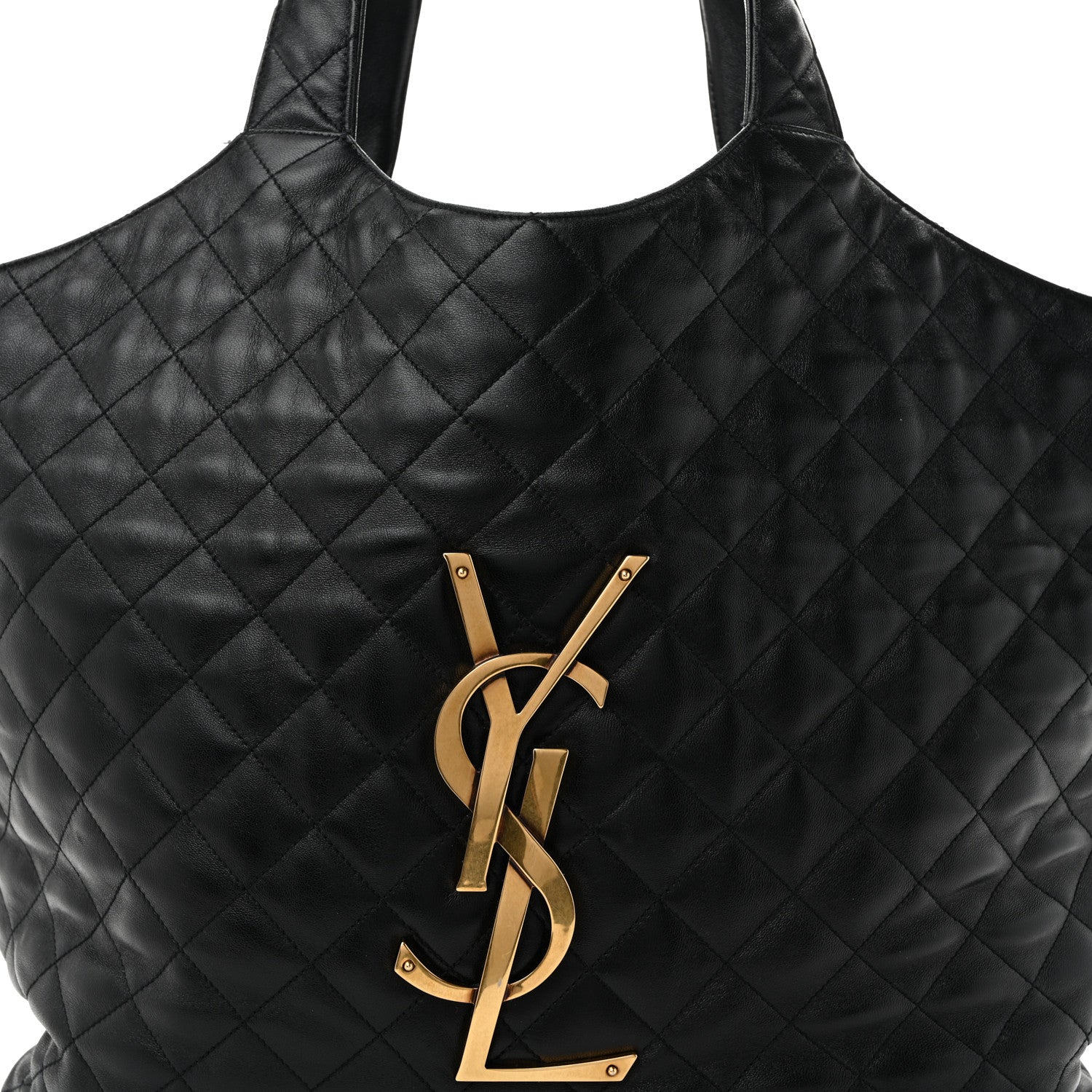Saint Laurent Lambskin Quilted Maxi Icare Shopping Tote Black 8 of 14