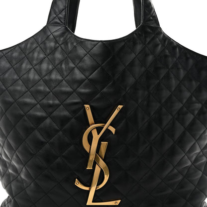 Saint Laurent Lambskin Quilted Maxi Icare Shopping Tote Black 8 of 14