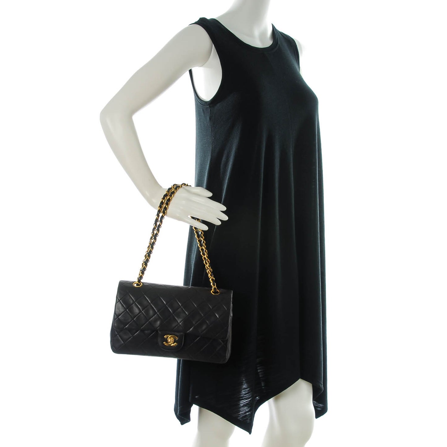 Lambskin Quilted Medium Double Flap Black