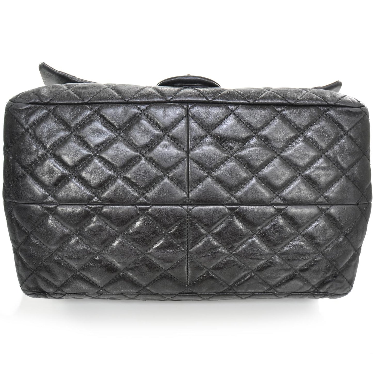 Leather Quilted XL Accordion Reissue Flap Metallic Black