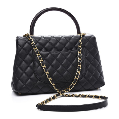 Chanel Caviar Lizard Embossed Quilted Small Coco Handle Flap Black 2 of 10