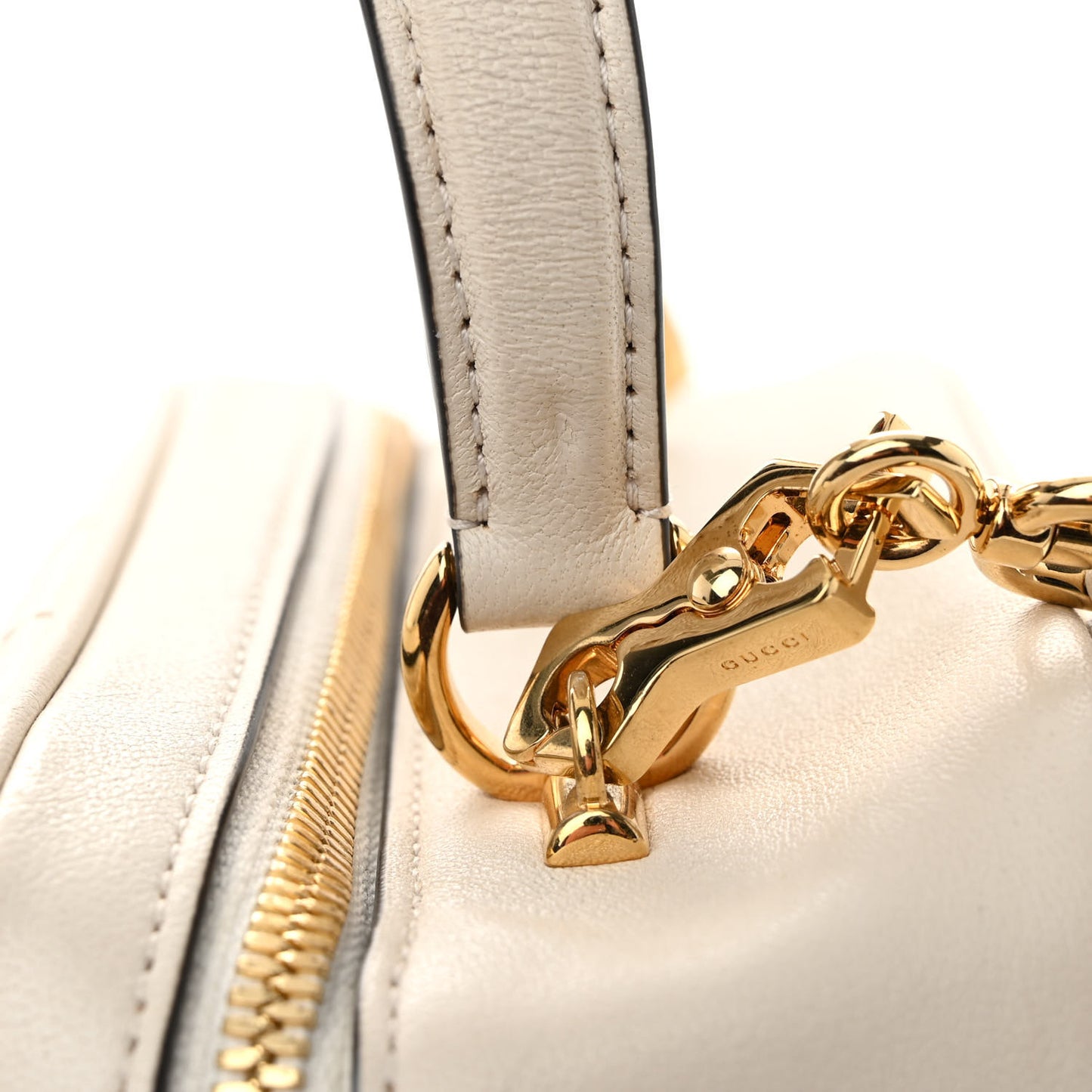 Sakai Be Green Calfskin Diagonal Stitched Blondie Top Handle Bag Mystic White
