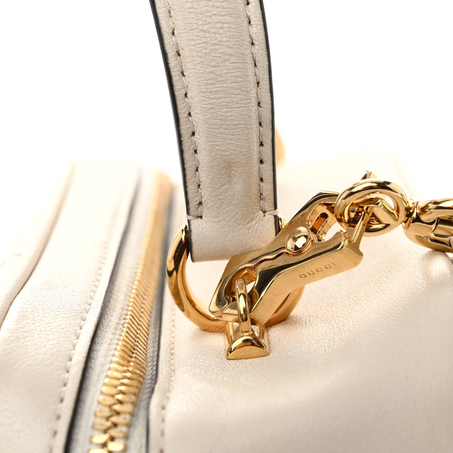 Gucci Sakai Be Green Calfskin Diagonal Stitched Blondie Top Handle Bag Mystic White 10 of 10