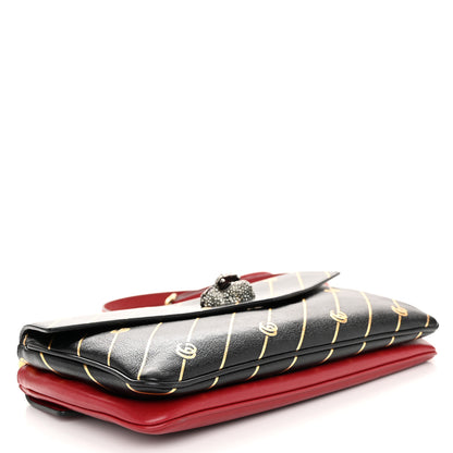 Gucci Calfskin Diagonal GG Medium Thiara Double Envelope Shoulder Bag Black Red 4 of 11