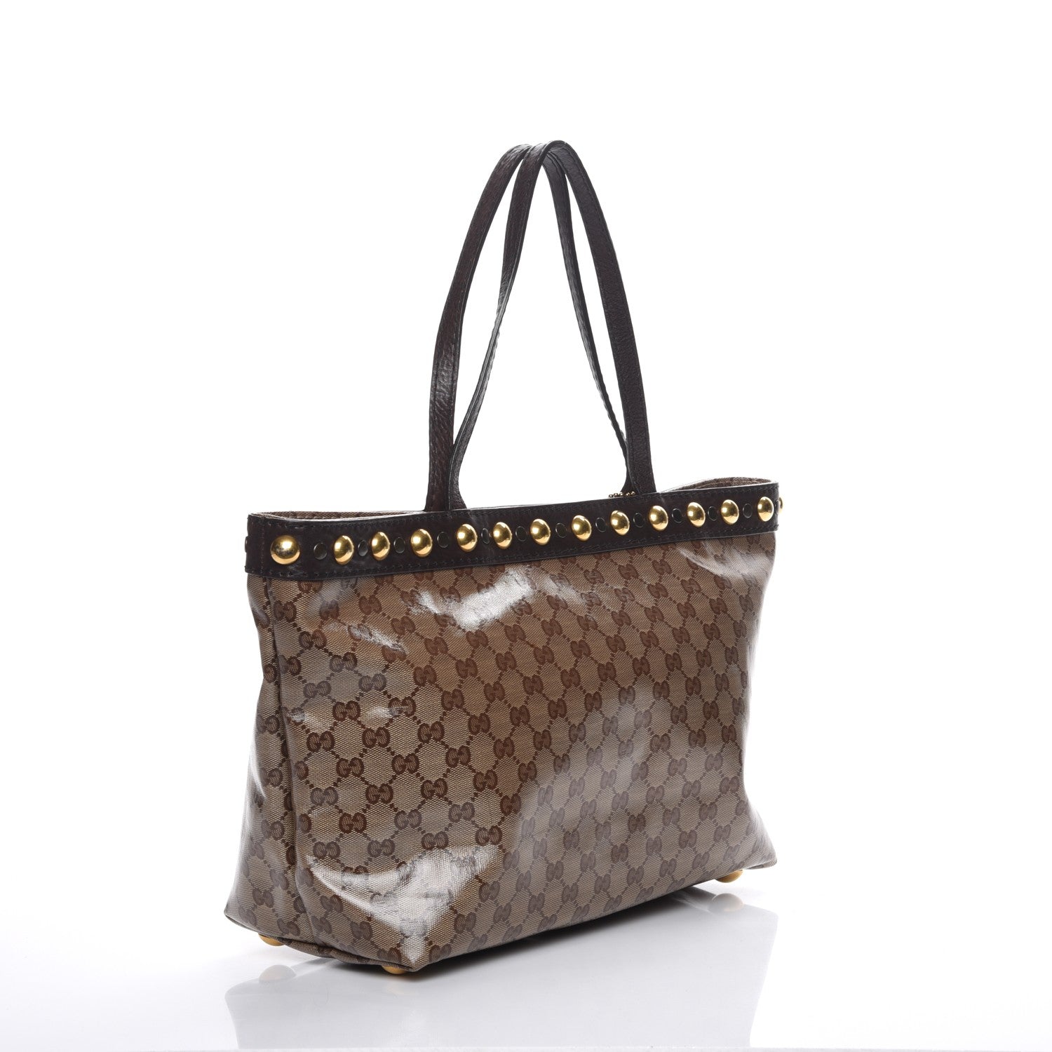 Gucci Crystal Monogram Medium Babouska Shopping Tote Dark Brown 3 of 7