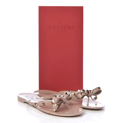 Valentino Garavani PVC Jelly Rockstud Bow Thong Sandals 41 Poudre 8 of 8