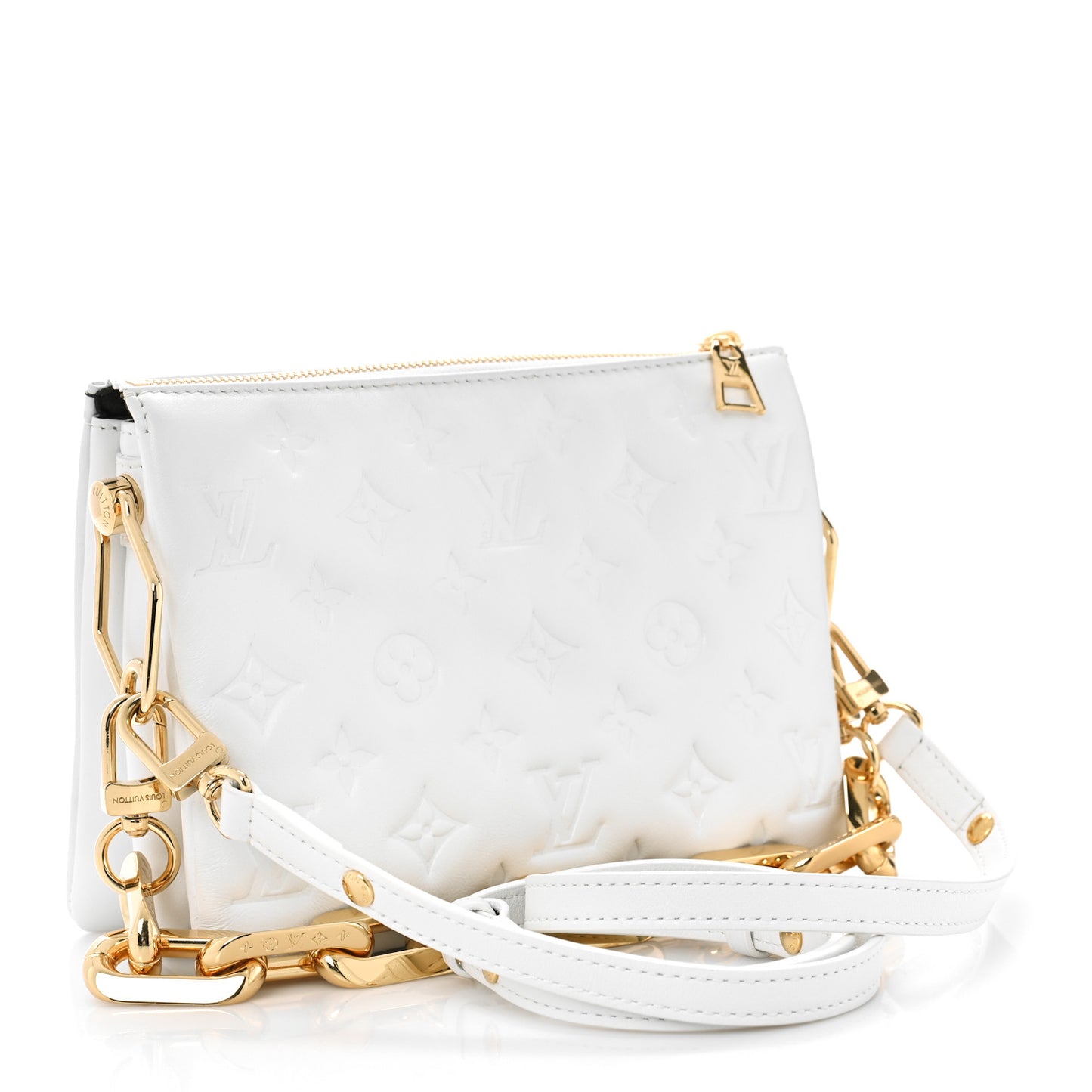 Lambskin Embossed Monogram Coussin BB White