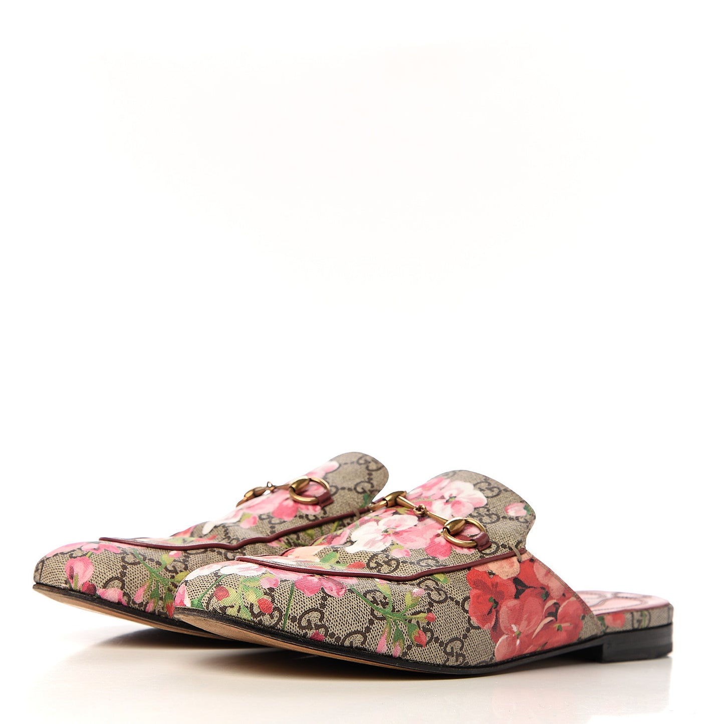 GG Supreme Monogram Blooms Womens Princetown Slippers 42 Beige Multicolor Dry Rose