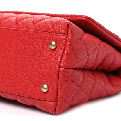 Chanel Caviar Quilted Small Coco Handle Flap Red 10 of 10