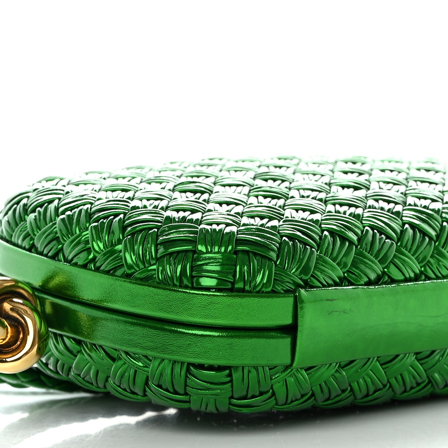 Bottega Veneta Metallic Calfskin Intrecciato Knot On Strap Envy 8 of 9