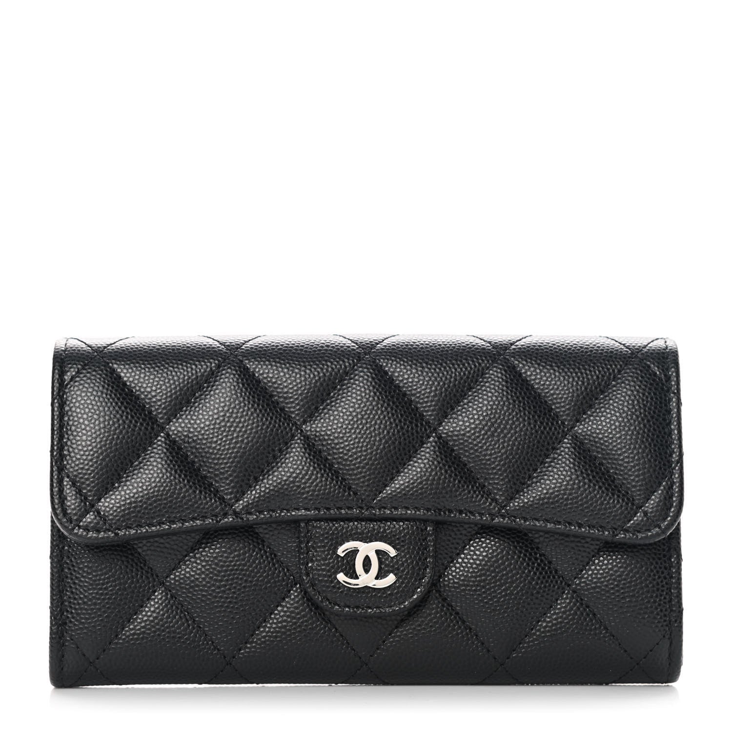 Chanel Caviar Quilted Medium Gusset Flap Wallet Black 1 of 9