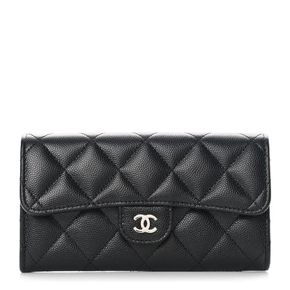 Chanel Caviar Quilted Medium Gusset Flap Wallet Black 1 of 9
