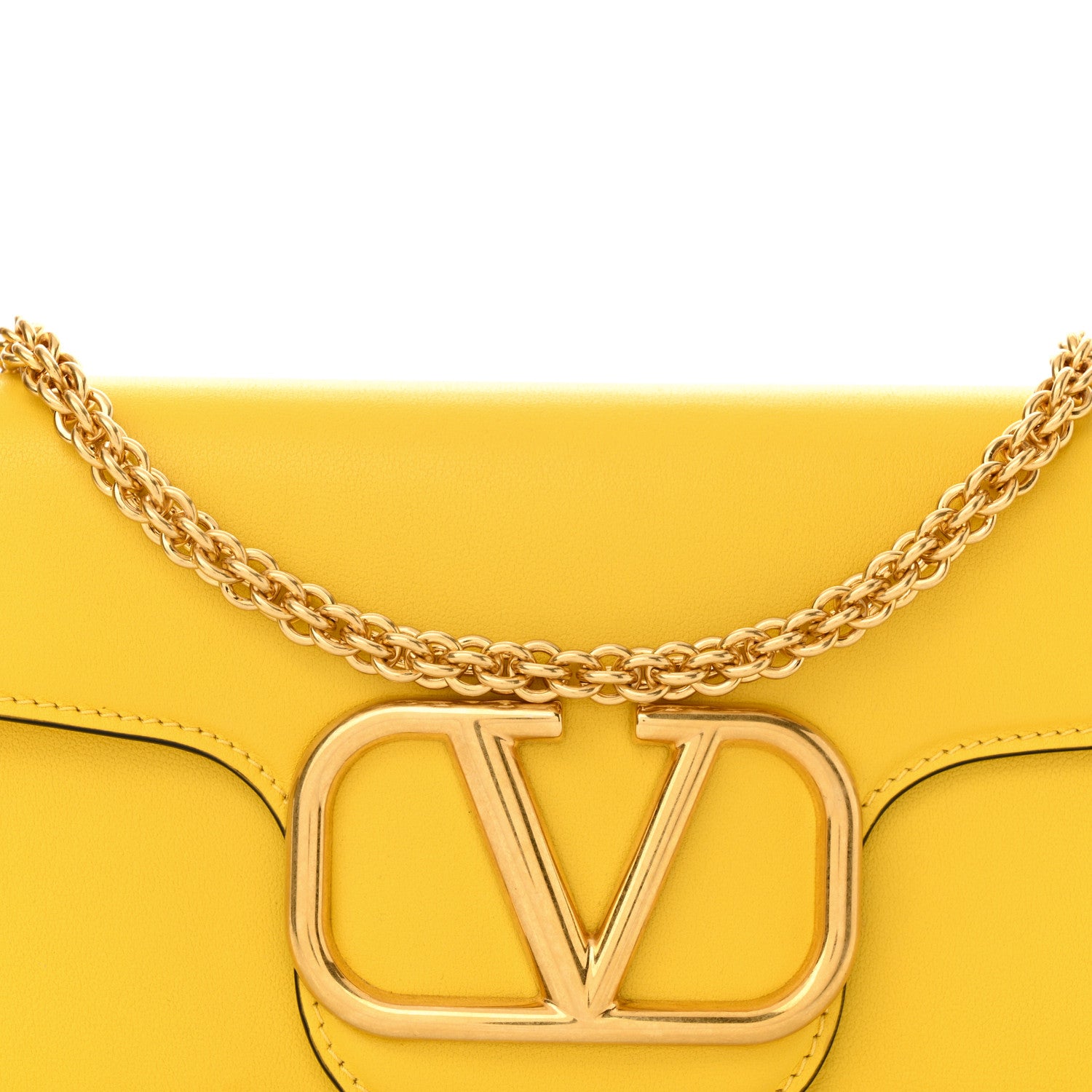 Valentino Garavani Calfskin Vlogo Loco Shoulder Bag Bright Lemon 8 of 11