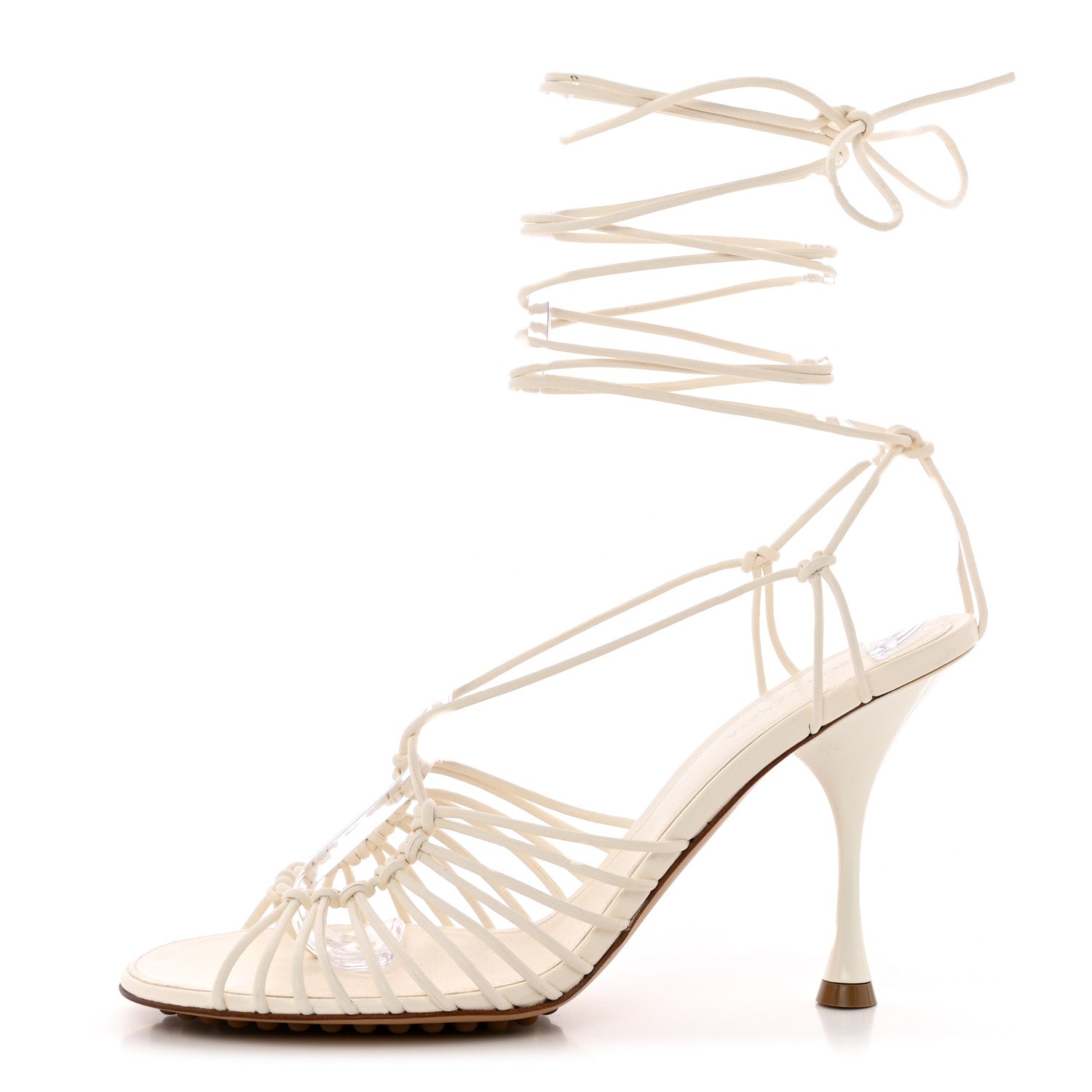 Bottega Veneta Nappa Dot Ankle Tie Sandals 39 White 1 of 9