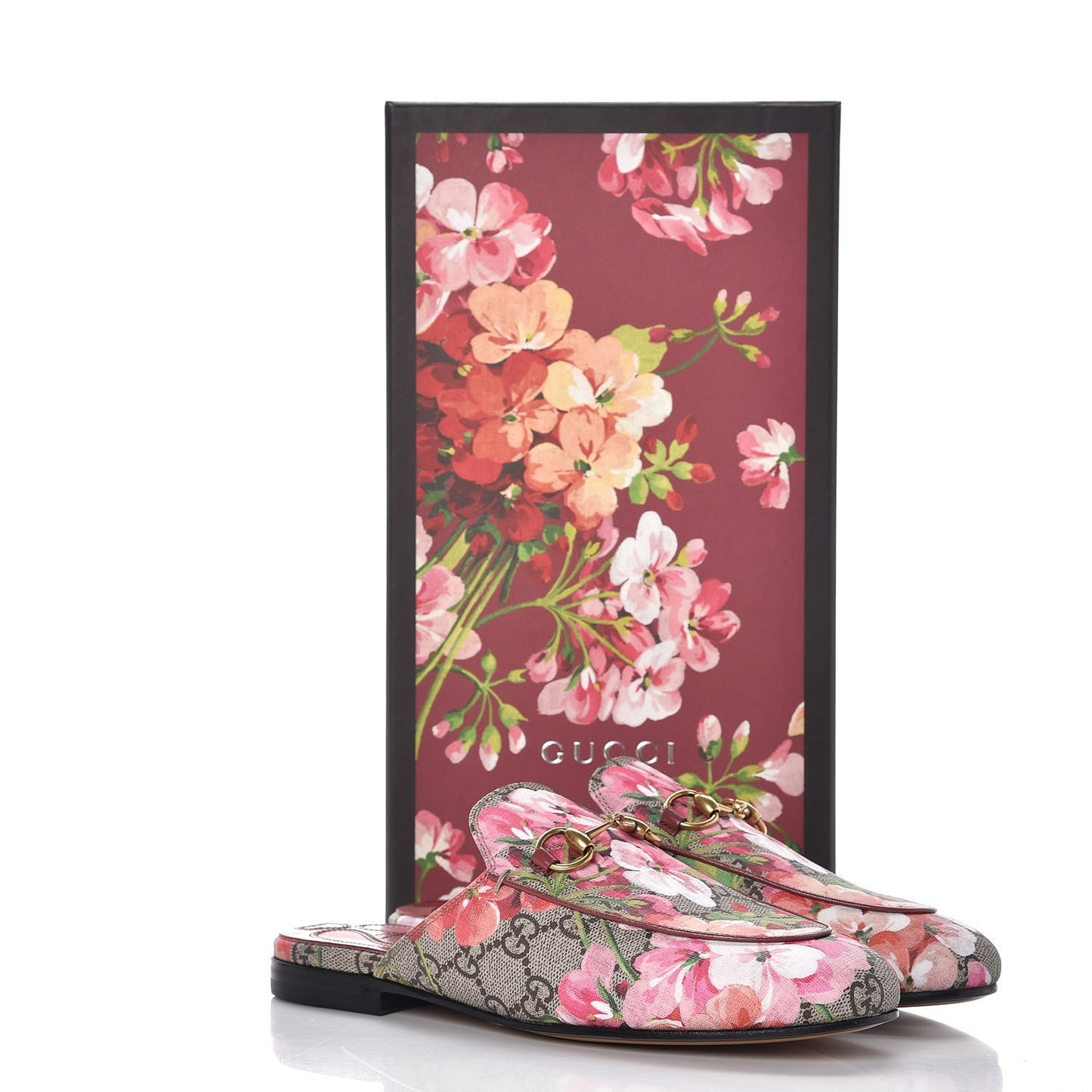 GG Supreme Monogram Blooms Womens Princetown Slippers 36 Beige Multicolor Dry Rose