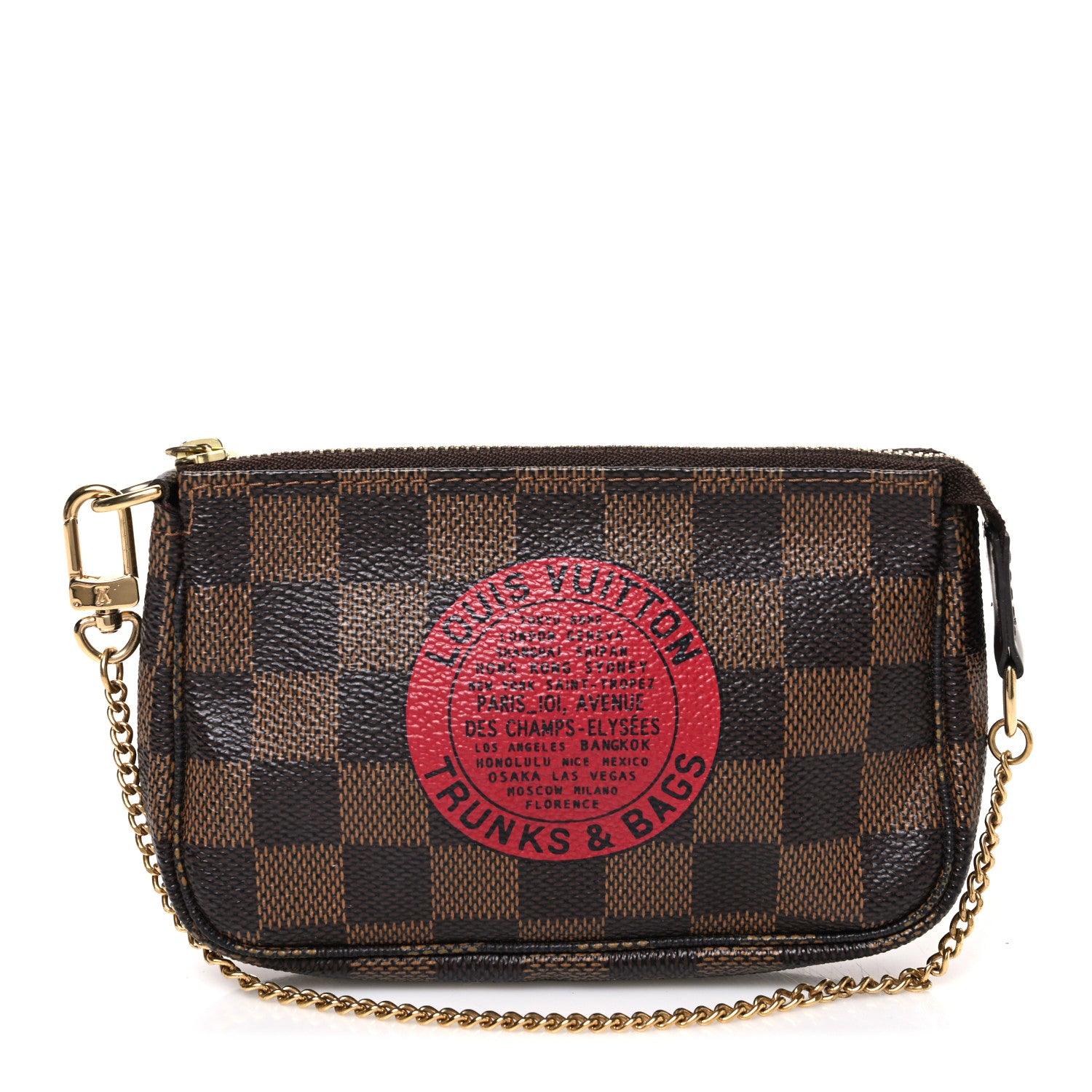Louis Vuitton Damier Ebene Complice Trunks and Bags Mini Pochette Accessories Red 1 of 7