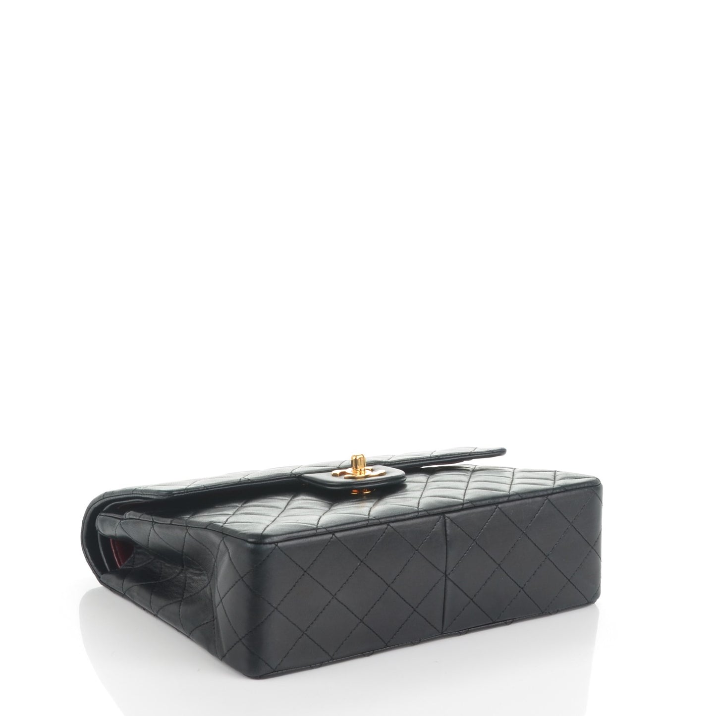 Lambskin Quilted Medium Double Flap Black