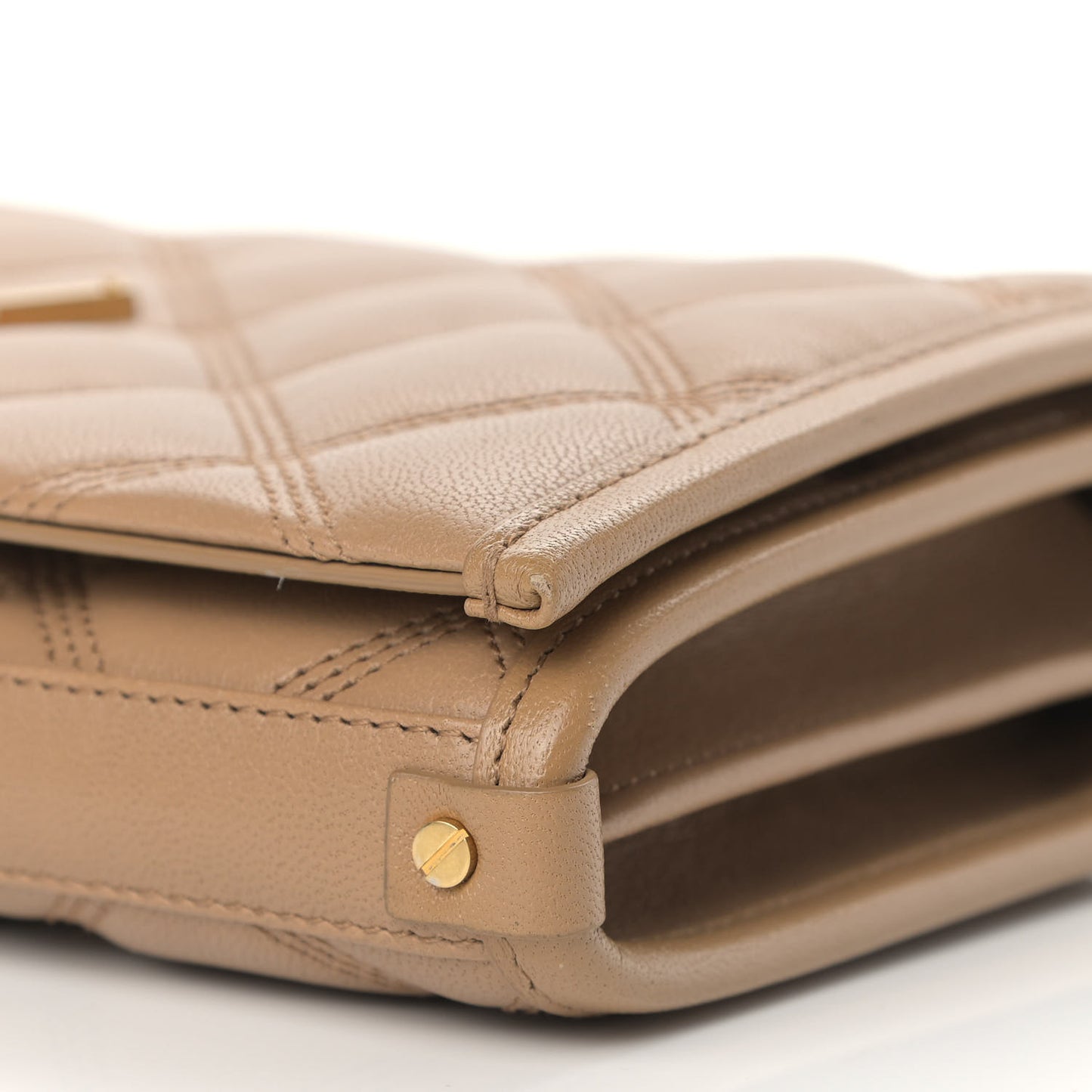 Lambskin Diamond Quilted Becky Chain Wallet Gold Sand