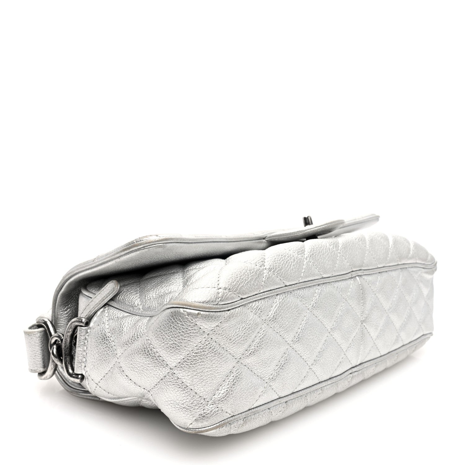 Chanel Metallic Calfskin Quilted Medium Casual Rock Flap Silver 4 of 12