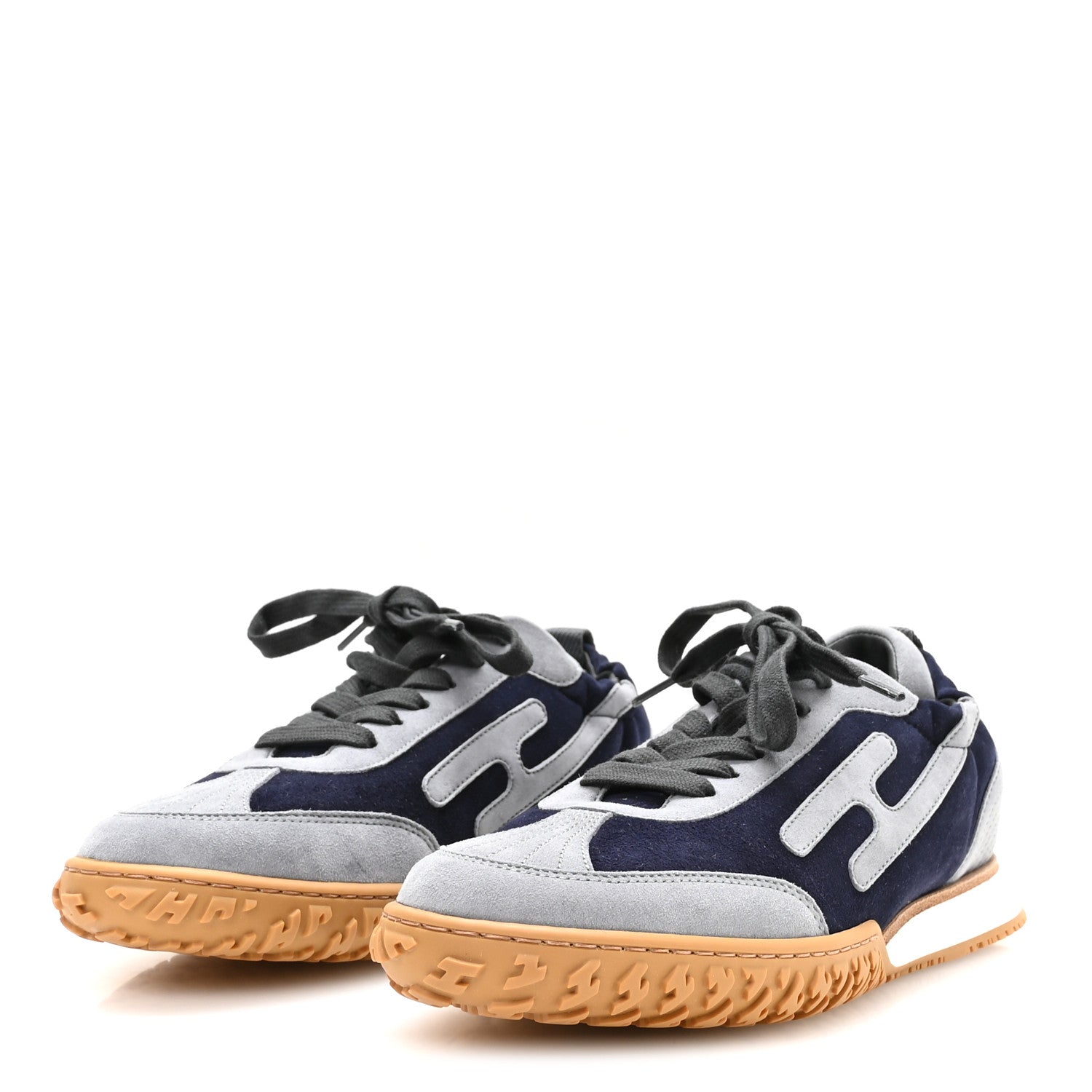 Hermes Suede Goatskin Jet Sneakers 37 Marine Gris Orage 4 of 9