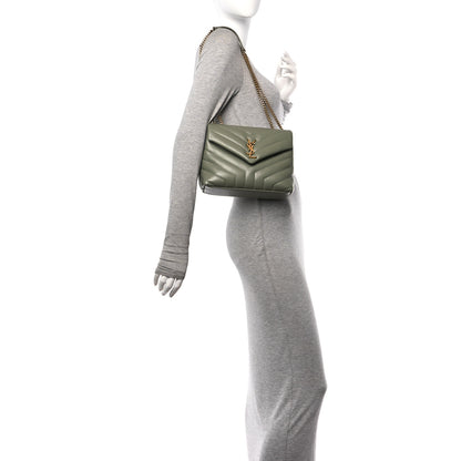 Saint Laurent Calfskin Y Quilted Monogram Small Loulou Chain Satchel Light Sage 2 of 10