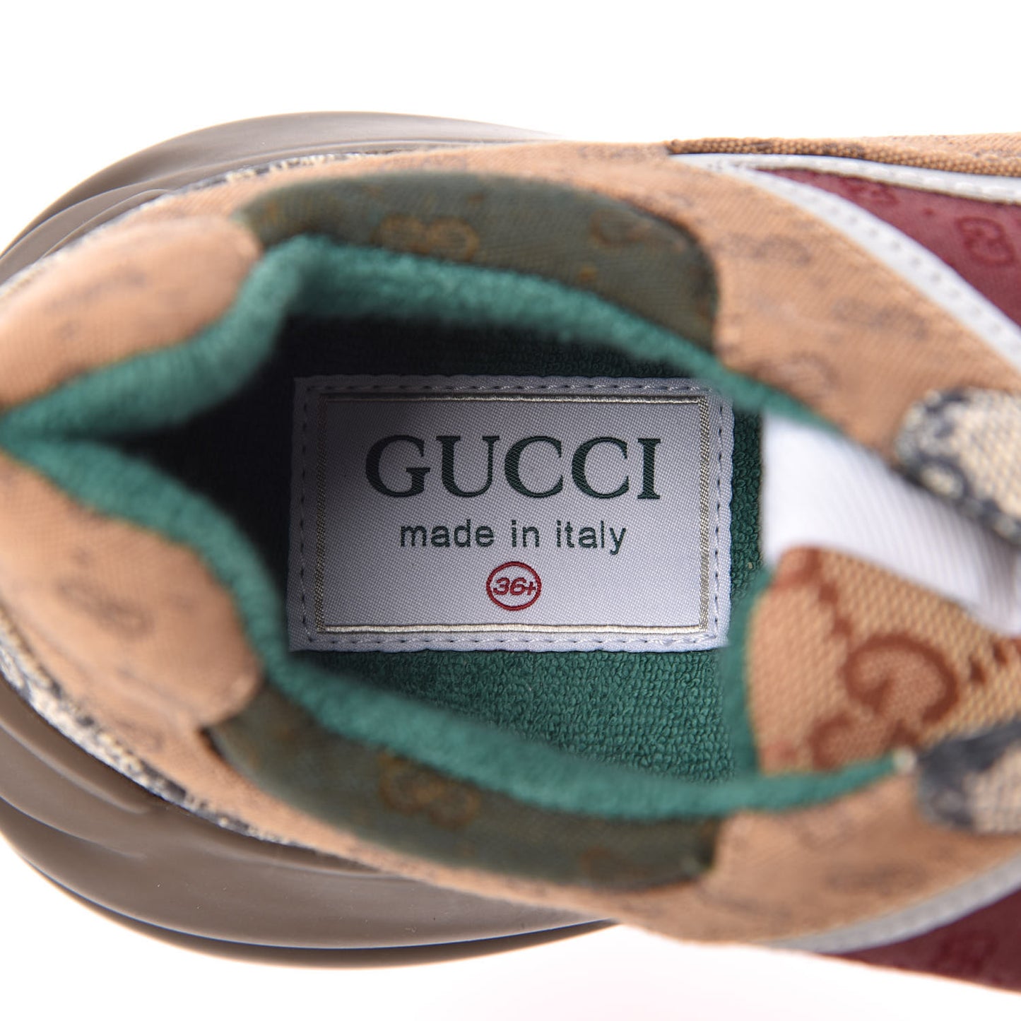 GG Supreme Monogram Mix Monogram Womens Rhyton Sneakers 36.5 Bordeaux Beige Ebony